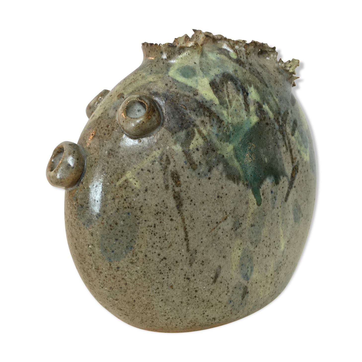 Vase pique fleurs zoomorphe par Alexandre Kostanda, poisson céramique