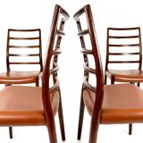 Set of 6 Niels Møller Model No 82 Chairs in Rosewood & Leather Denmark 60’s