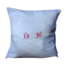 White damask cushion flower monograms j n