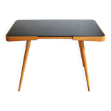 Table basse du milieu du siècle des années 1960 avec un verre opaxite noir - Version plus petite