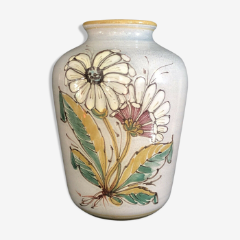 Vietnam vase of pansue shape in enamelled sandstone of bien hoa celadon flora early xx