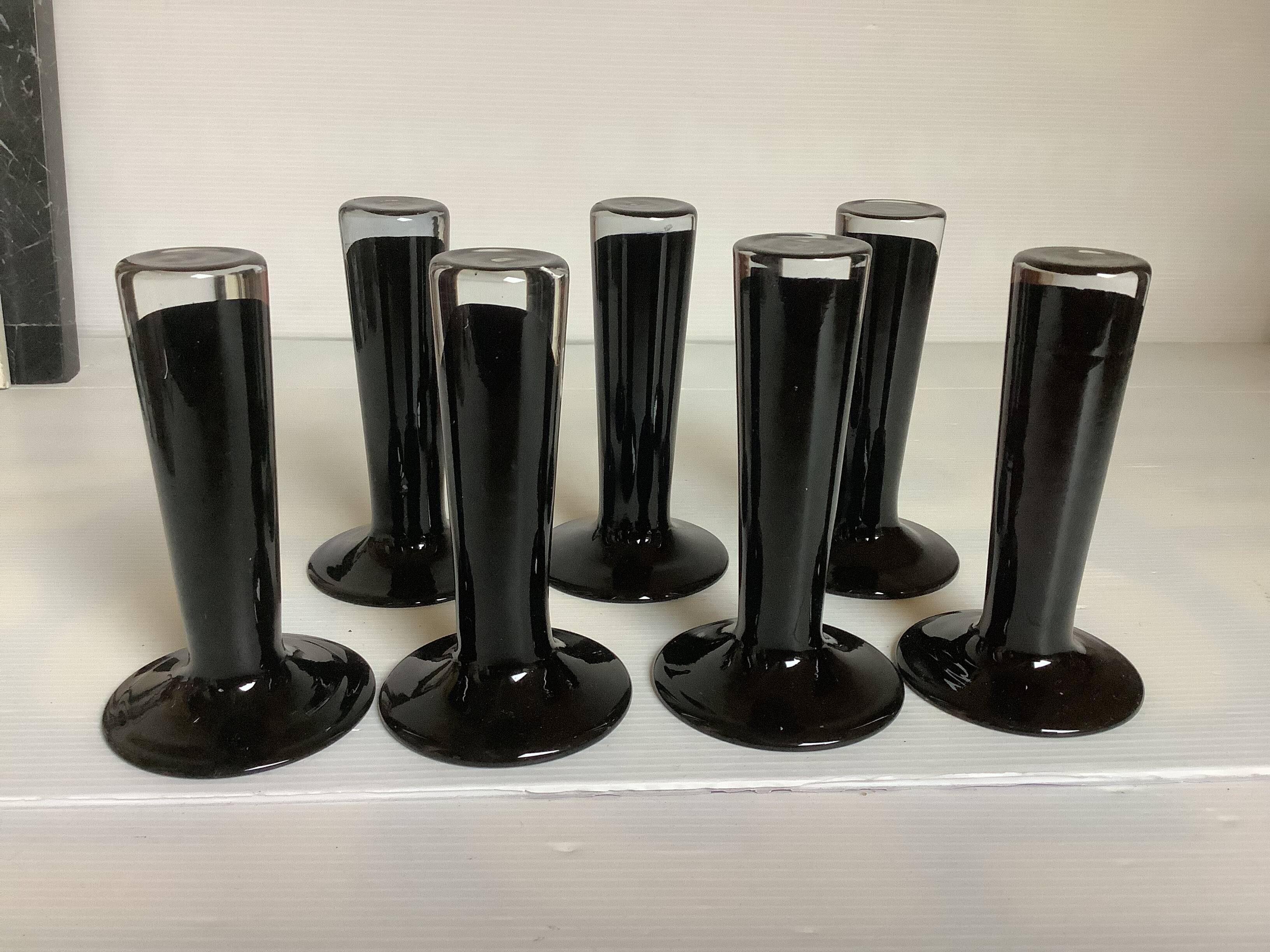 Seven glass paste candle holder vases by Maria Vinka