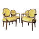 Set of four natural wood armchairs in louis xvi style 19th century