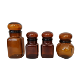 4  amber glass jars  70