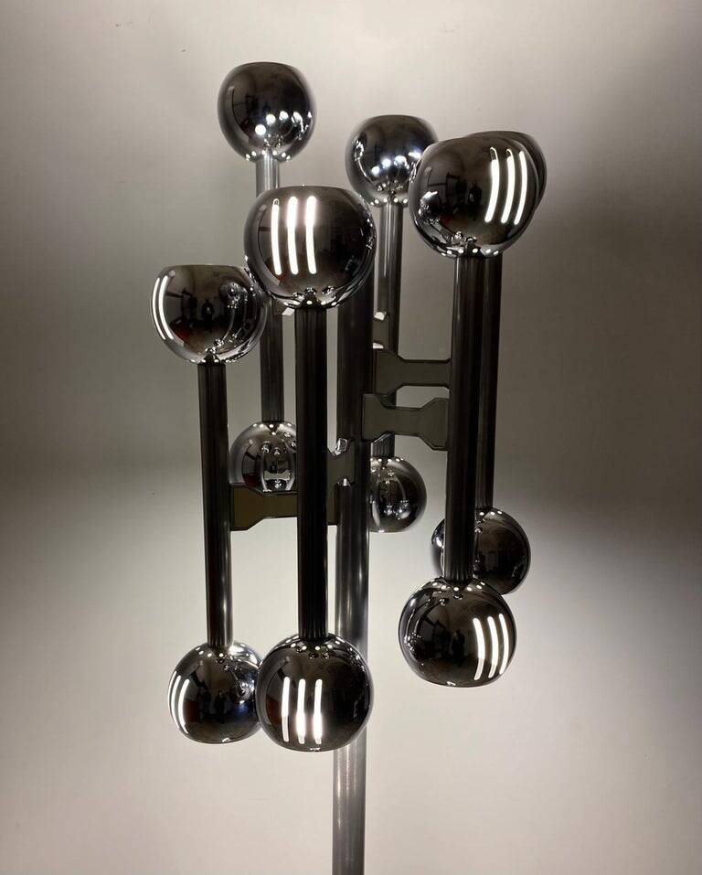 Lampadaire Space Age chromé, Italie 1970