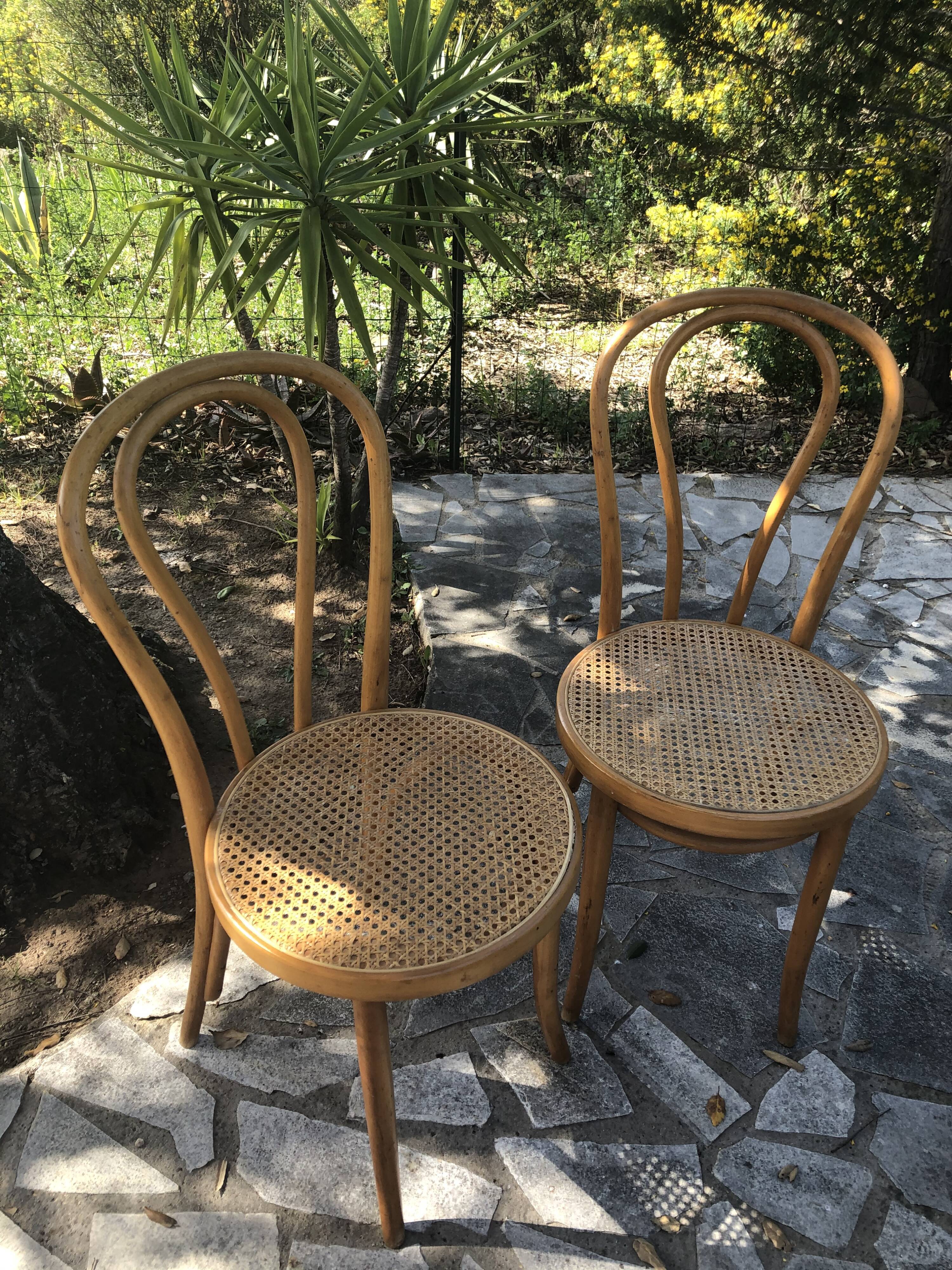 Pair of thonet canne bistro chairs