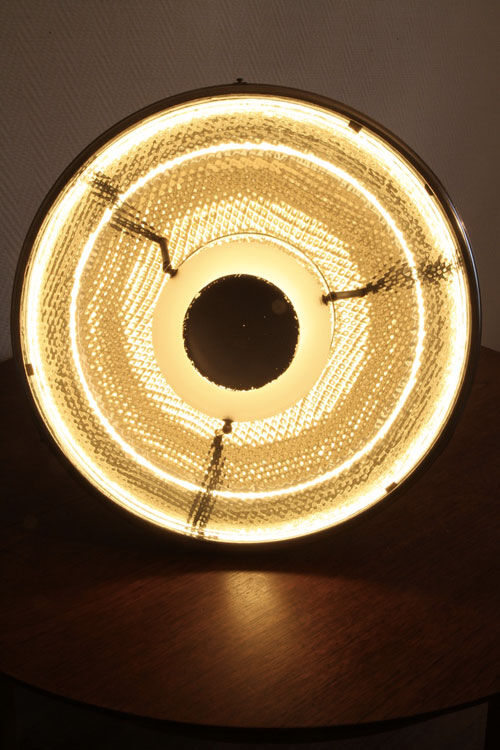 Old Bauhaus lamp in mercurized glass chrome industrial suspension.