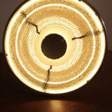 Lampe Bauhaus en verre mercurisé suspension industrielle chromée.