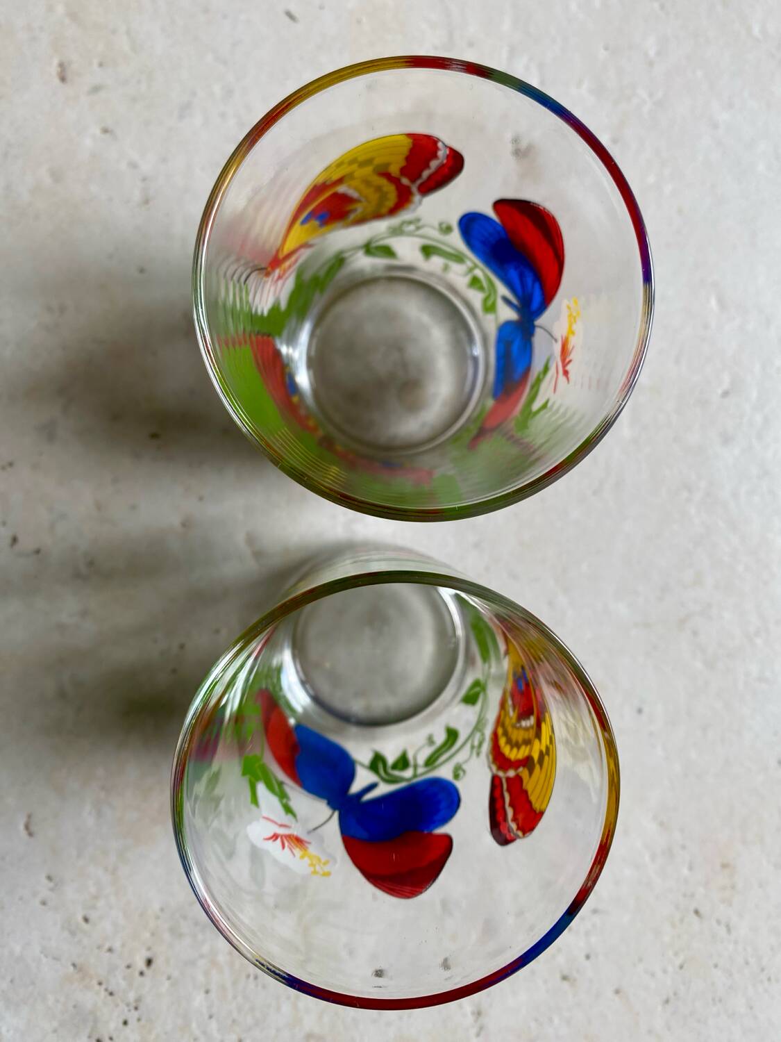 Vintage butterfly glass duo