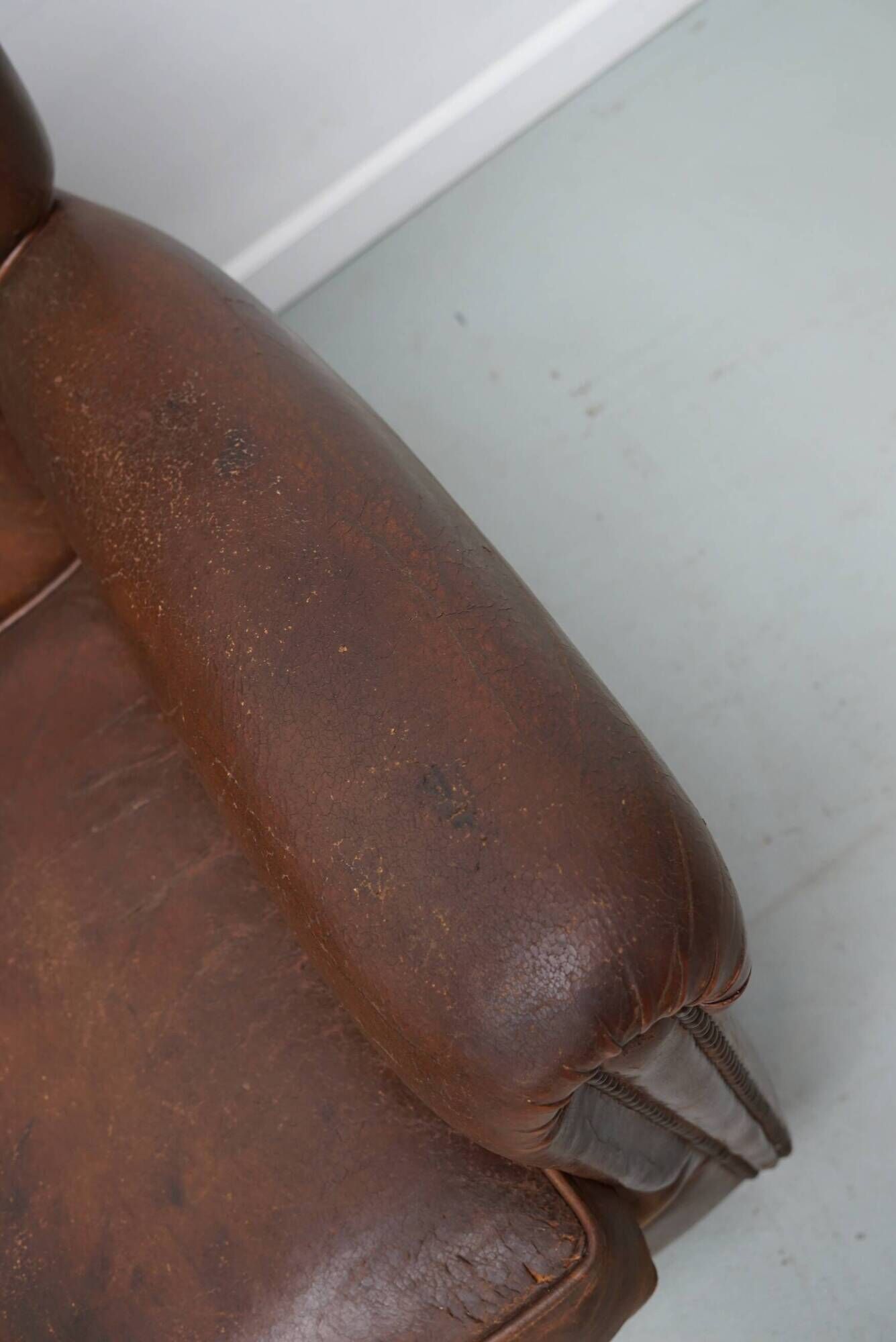 Vintage Dutch Cognac Colored Leather Club Chair, Set of 2