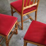 Vintage 1940s/50s solid oak Danish farmhouse chairs, Baroque style set of 4