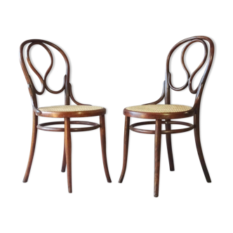 2 Thonet chairs N°20, new Omega cane, circa 1890