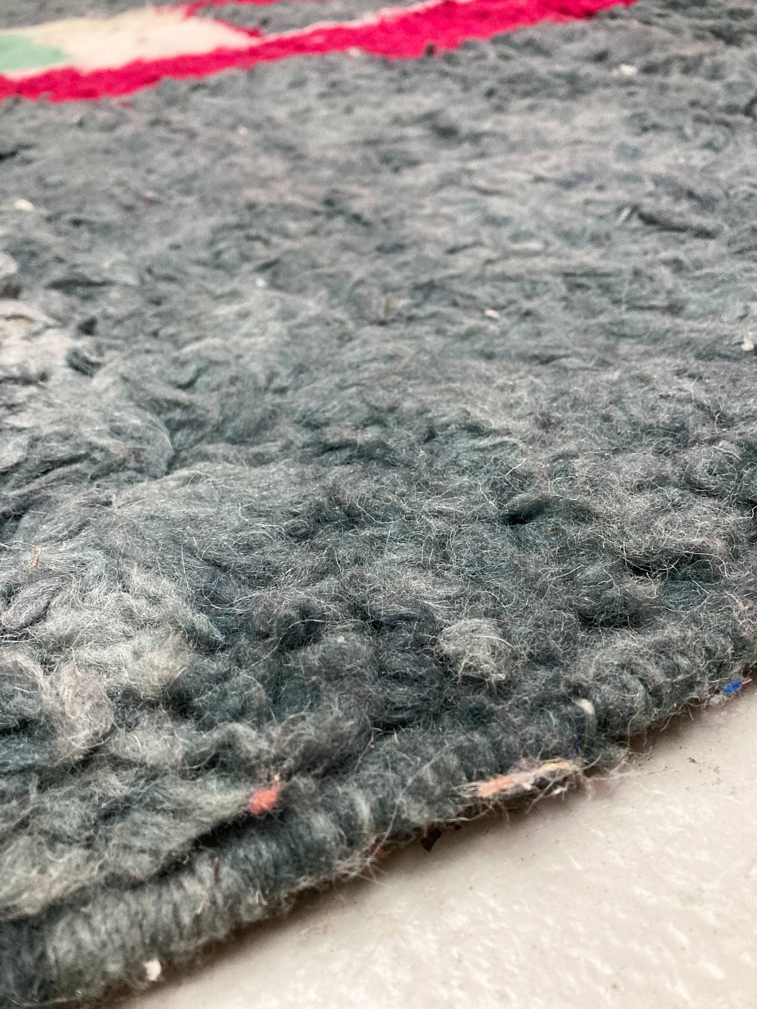 Moroccan Berber Boujaad gray rug with colorful patterns 2.44x1.58m