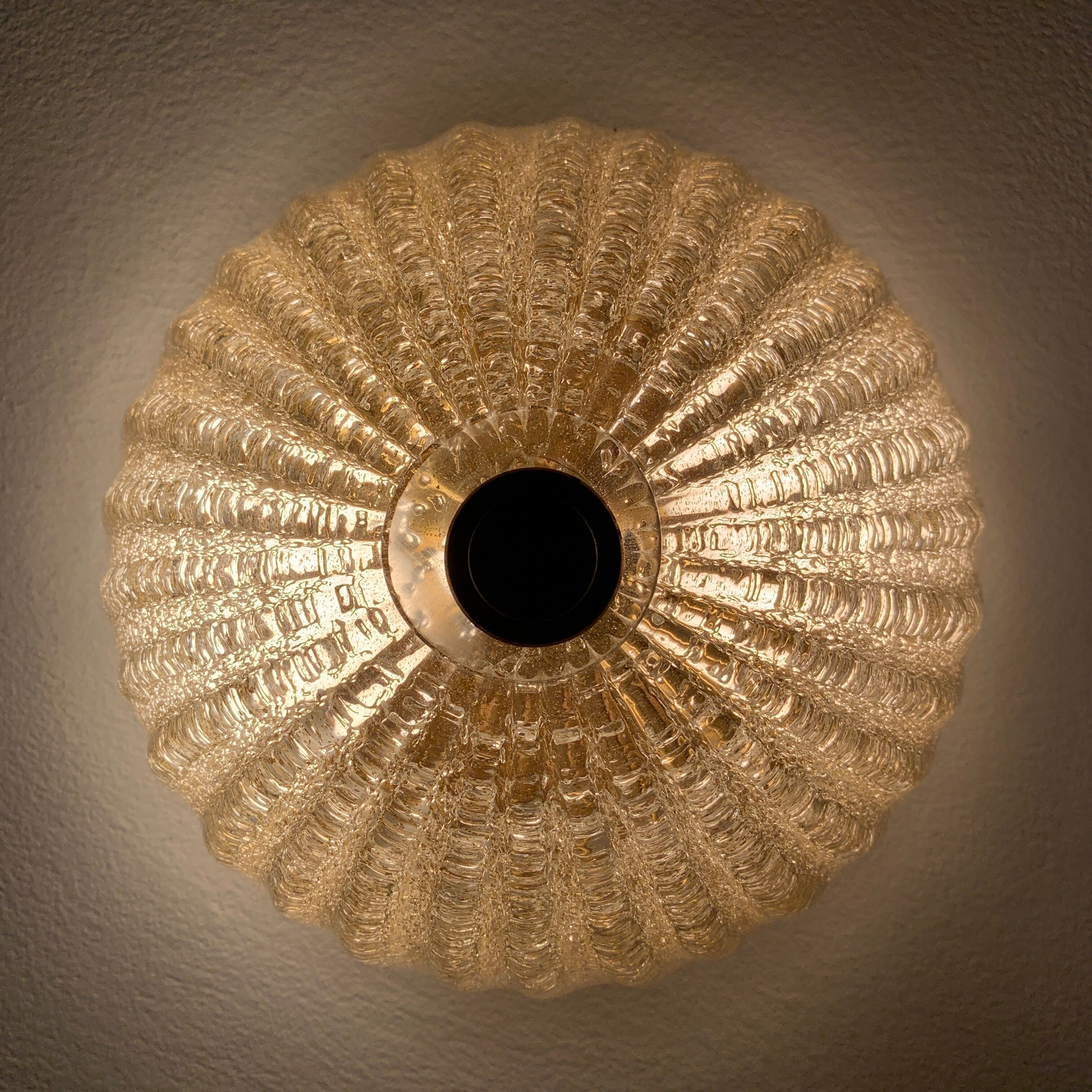 Old ceiling lamp murano glass with inclusion gold gilded barovier toso