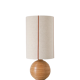 Recycled vintage lamp — honey ceramic base, natural linen shade