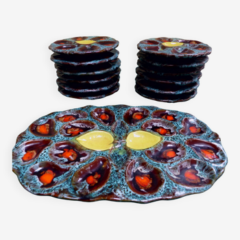 Vallauris Majolica vintage oyster service