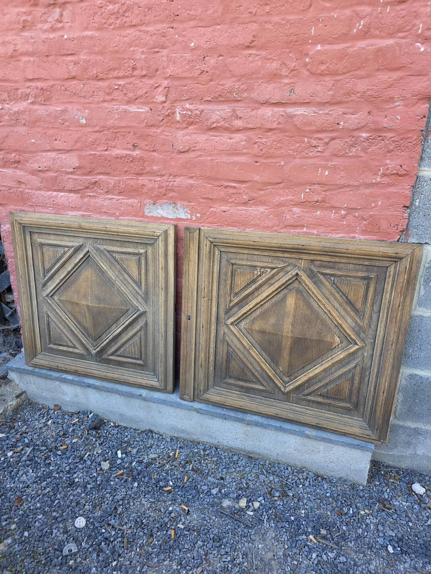 Pair of old solid oak doors