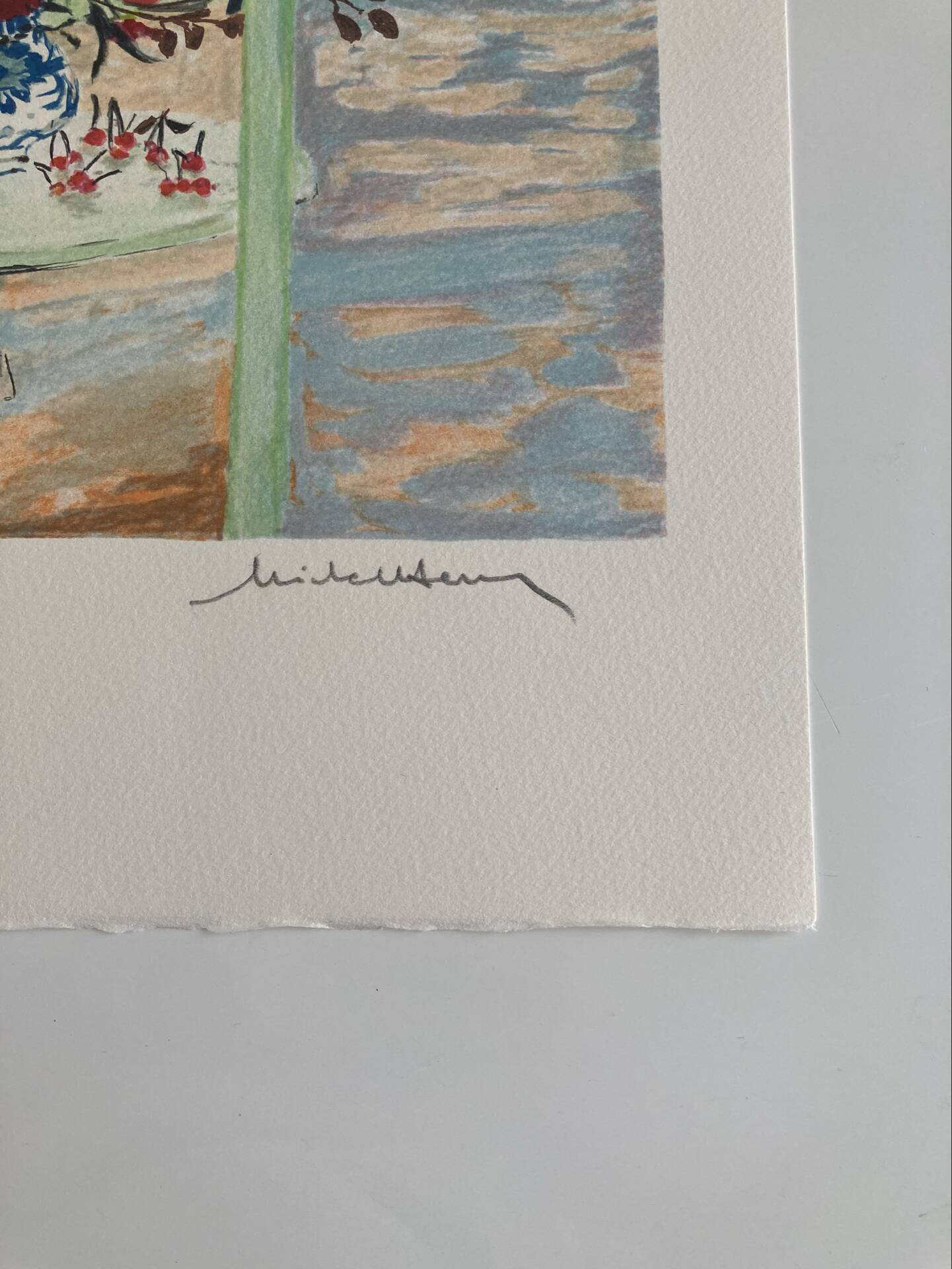 Lithographie signée De l’artiste Français Michel Henry - Fleurs