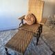 Bamboo and vintage rattan long chair, 40s/50s