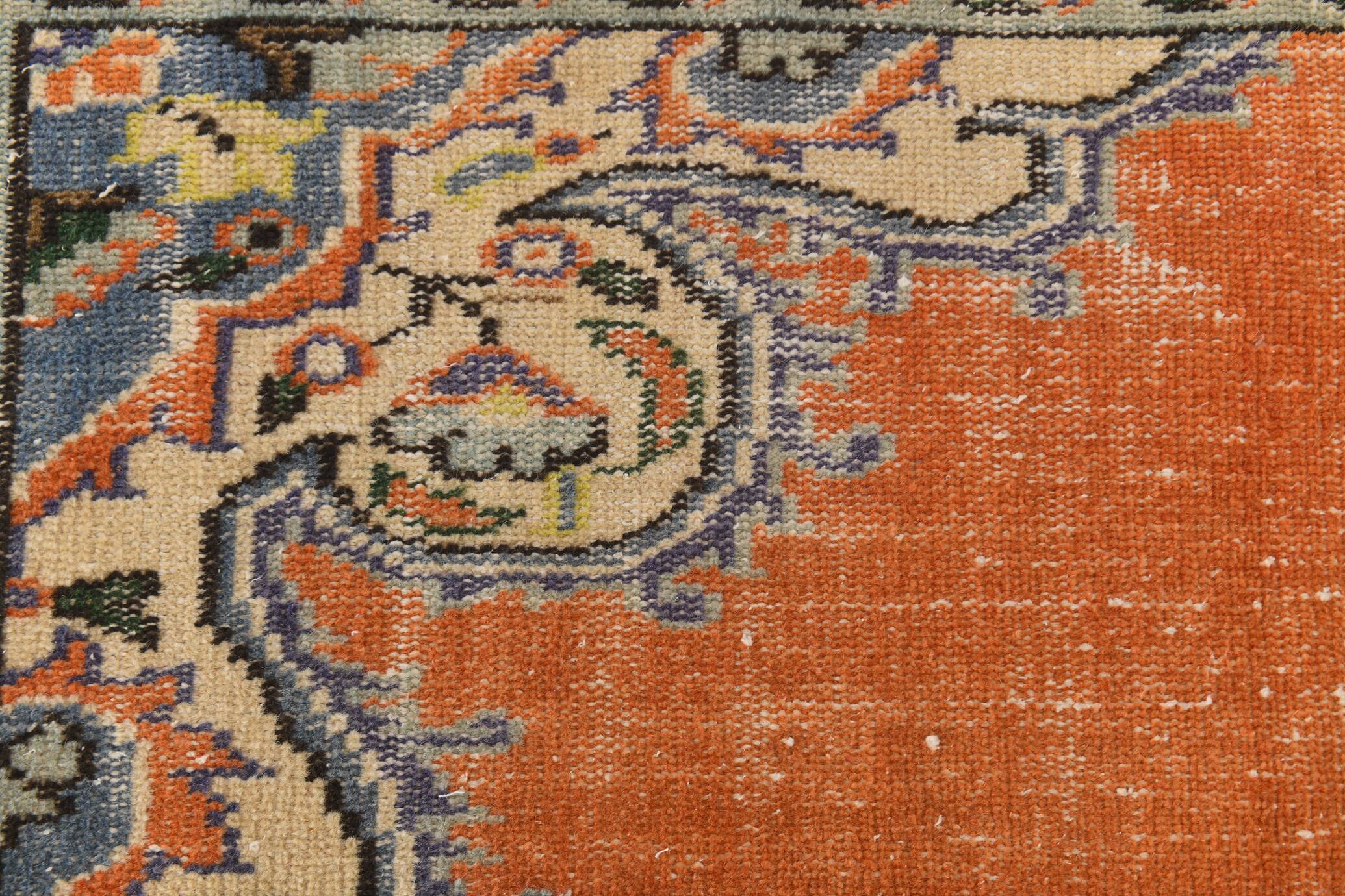 6x9 Orange & Blue Turkish Vintage Rug, 174x279Cm