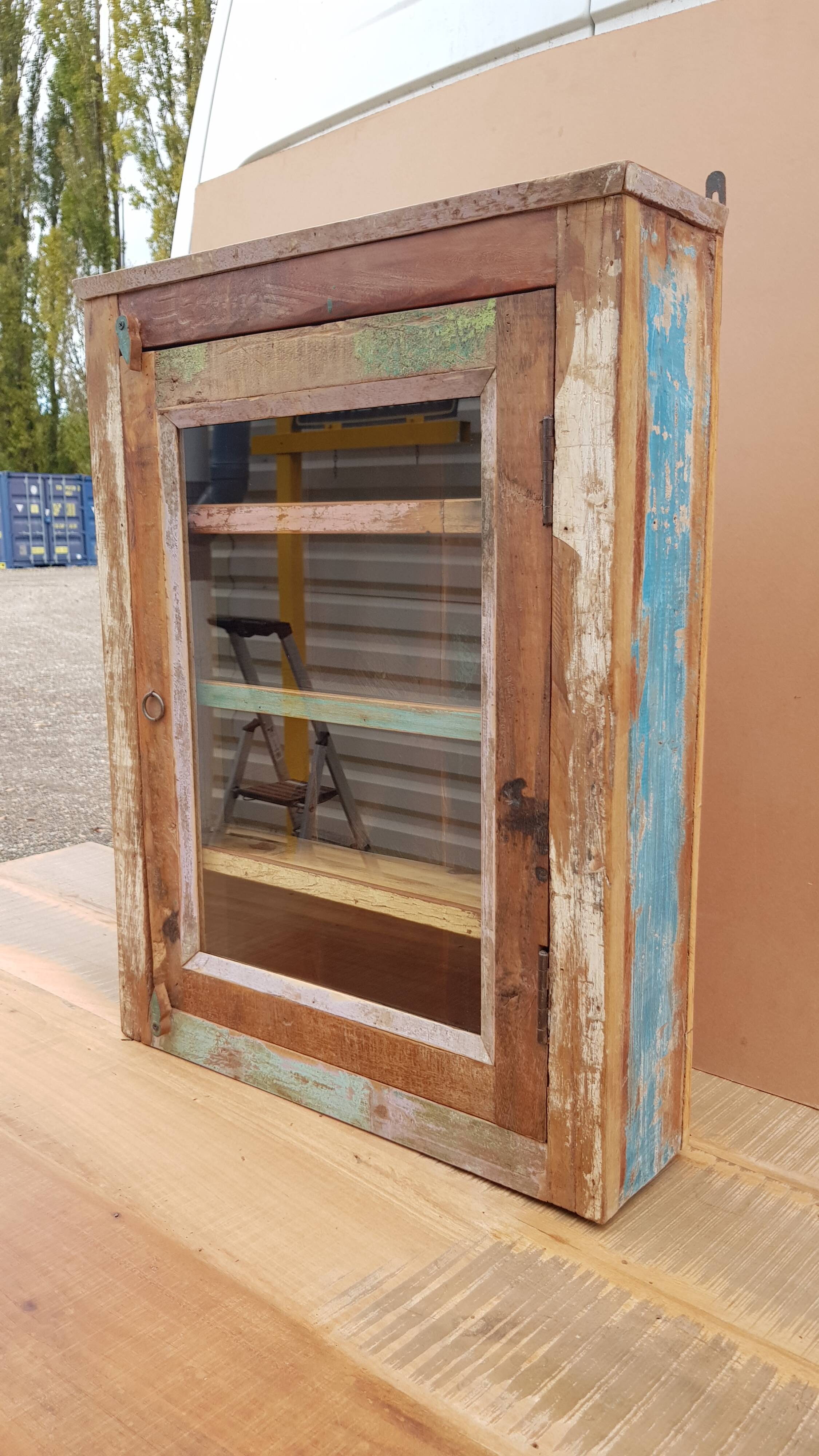 Polychrome teak display case