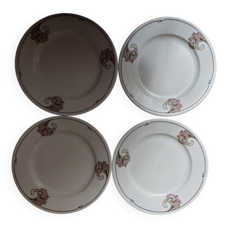 4 Sarreguemines Charleston model dessert plates