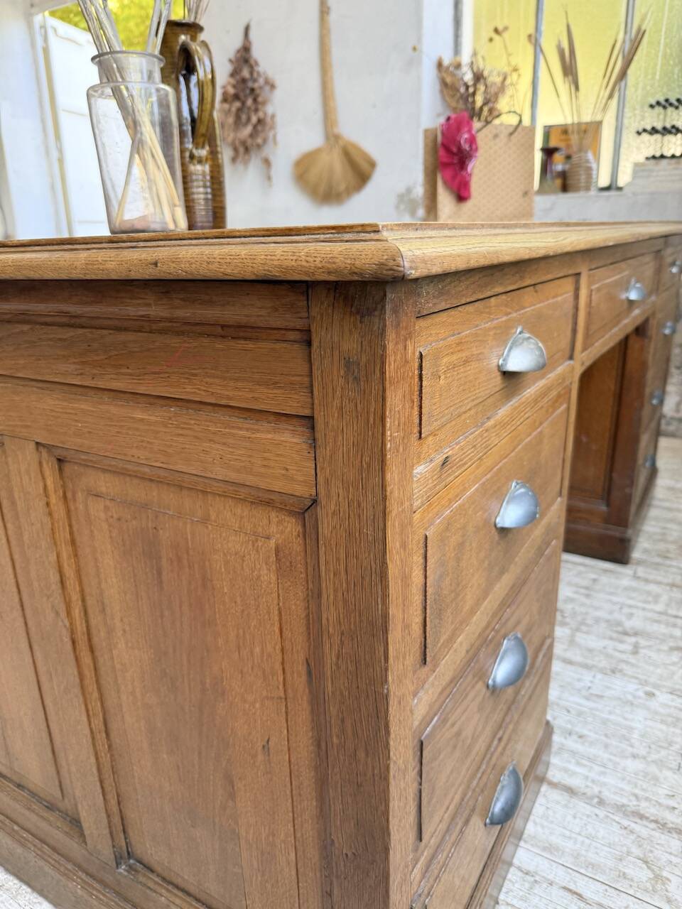 1950s oak office counter