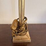Antique Column Candle Holder Lamp Golden Brass Empire Corinthian Neo-Classical
