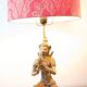 Unique and monumental Siamese bronze lamp from the 19th century, stamped.