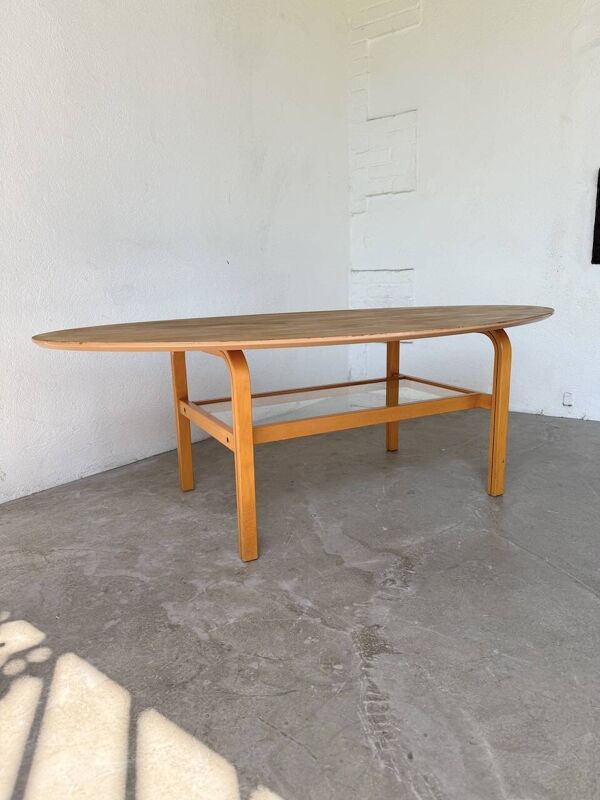 Table basse ovale en hêtre, Ikea 1980