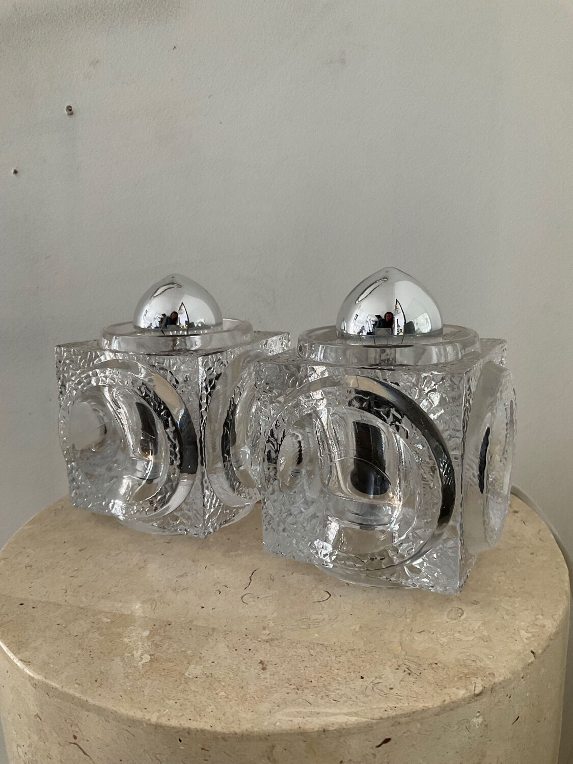 Pair of Ice Cube lamps by Peill & Putzler 70s