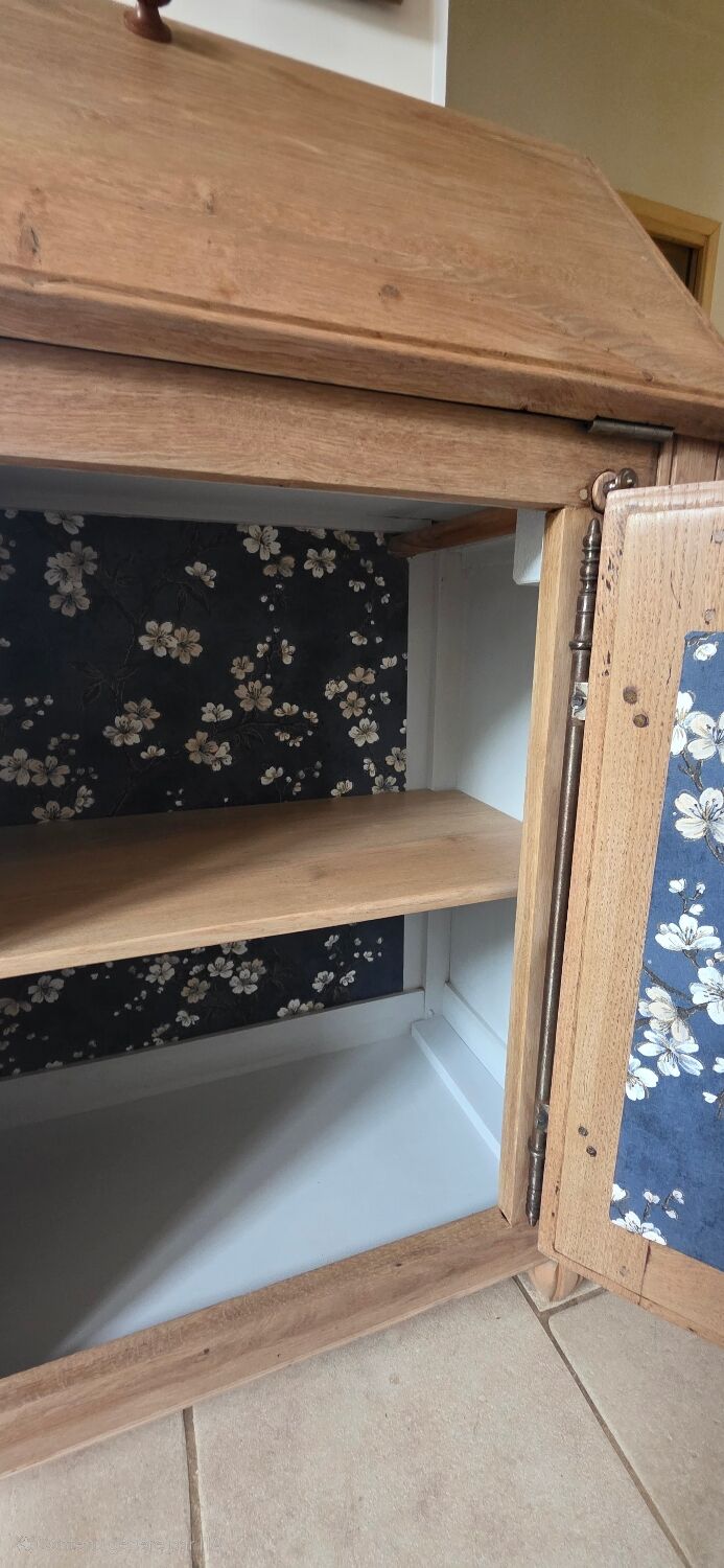 Vintage raw oak secretary