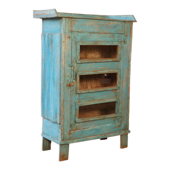 Former tribal cabinet in original blue patina Burmese teak