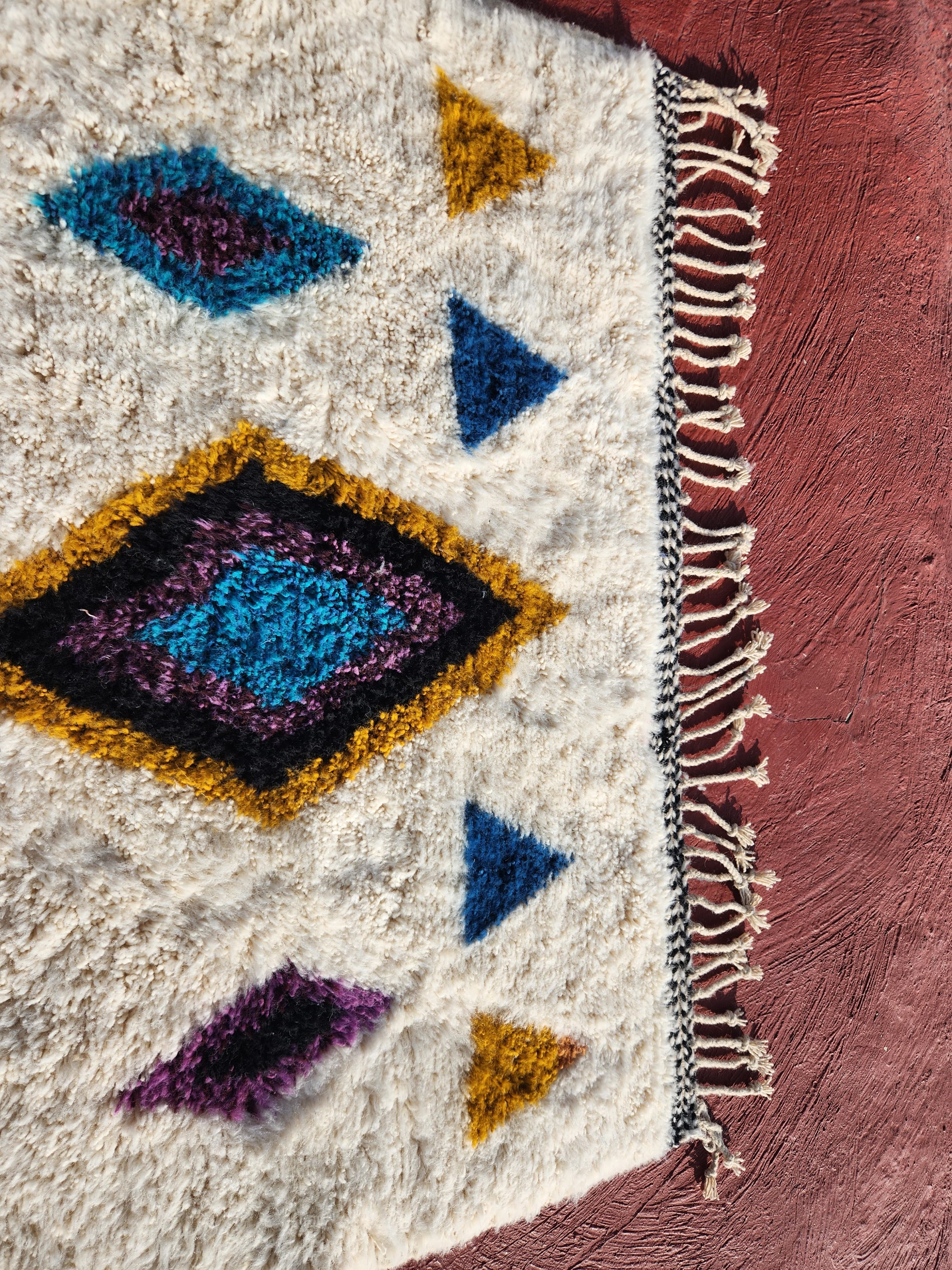 Beni Ouarain rug 250x150 cm in natural wool – Moroccan Berber rug