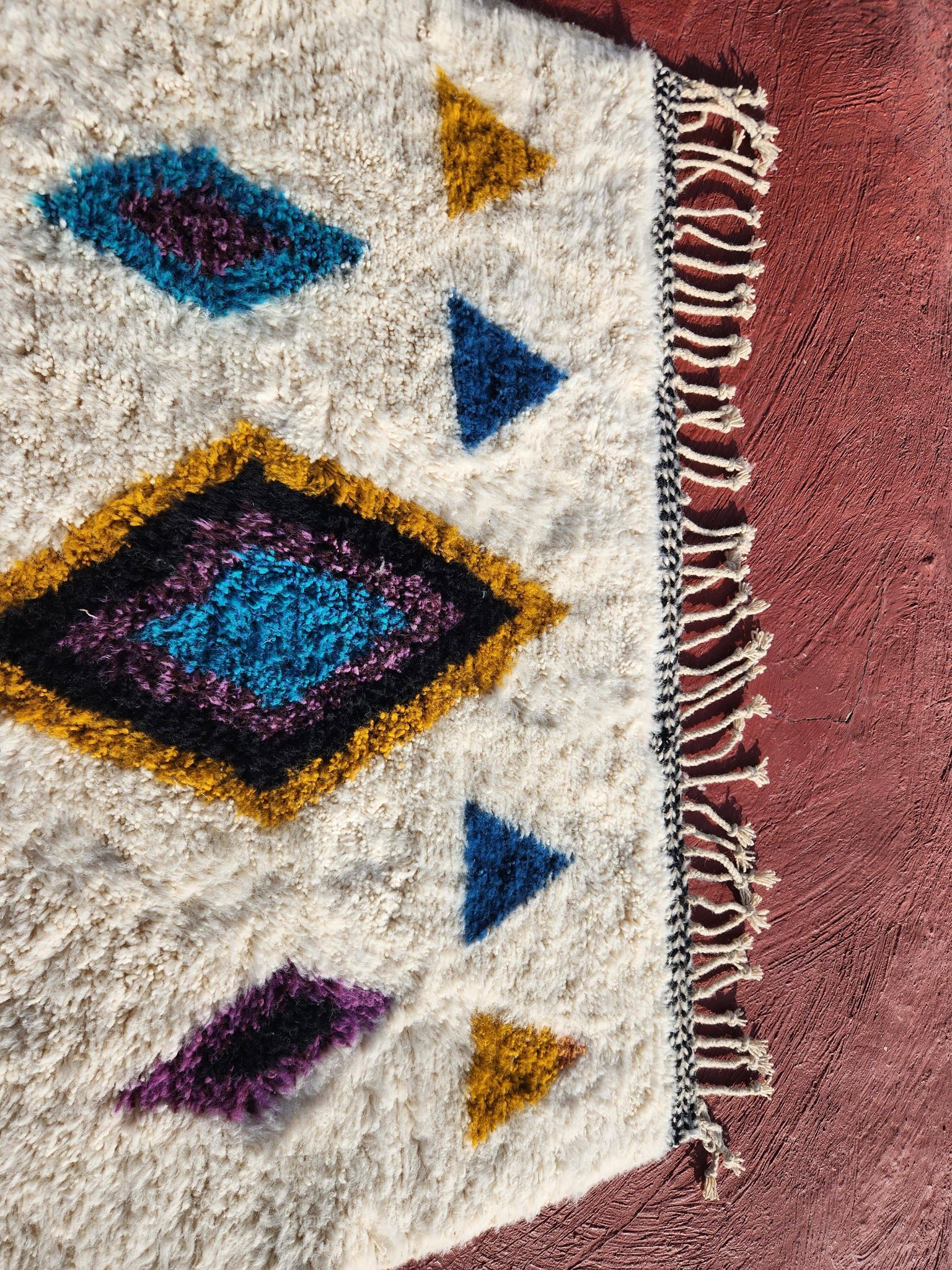 Beni Ouarain rug 250x150 cm in natural wool – Moroccan Berber rug