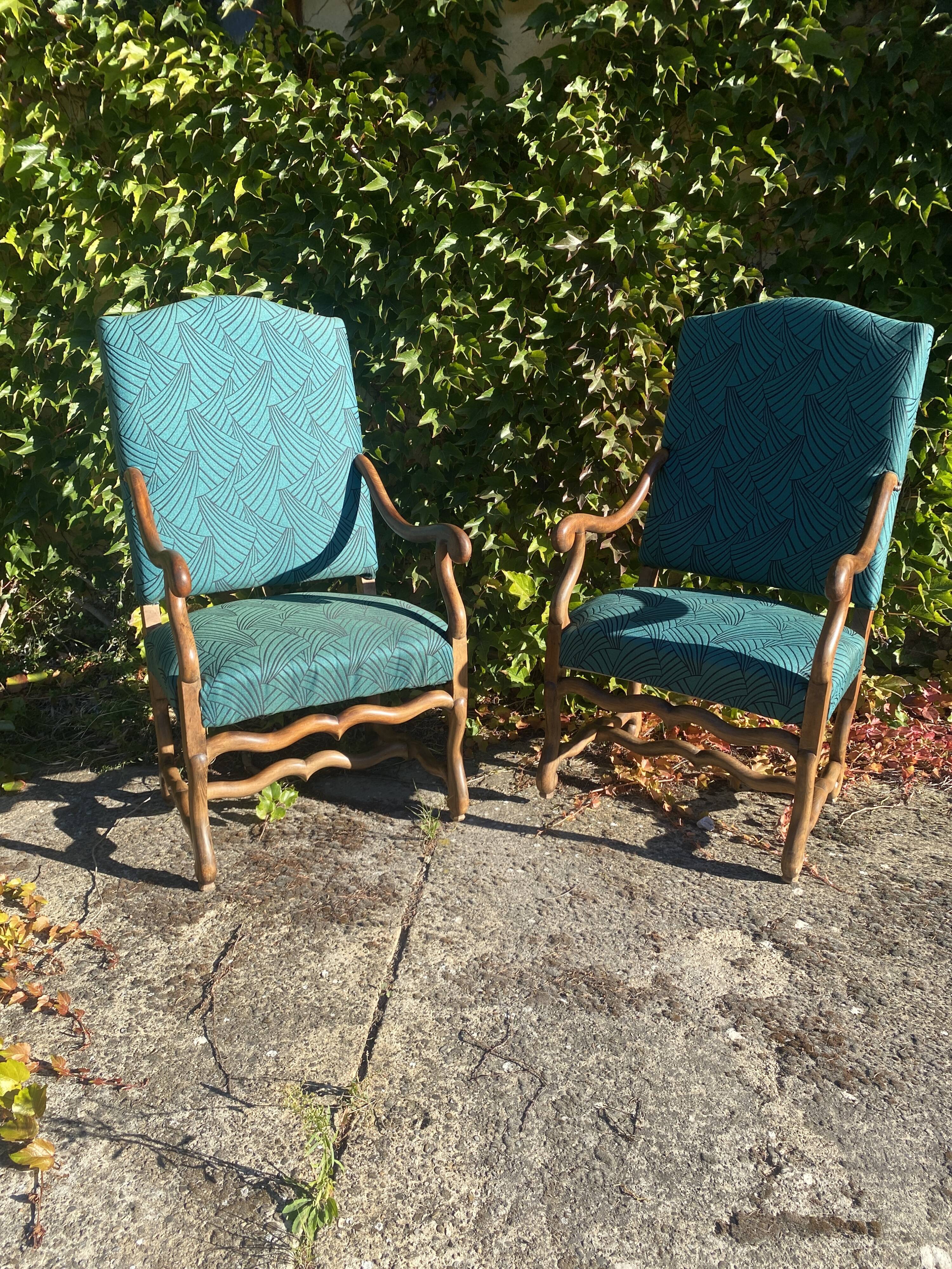 Pair of Louis XIII style armchairs
