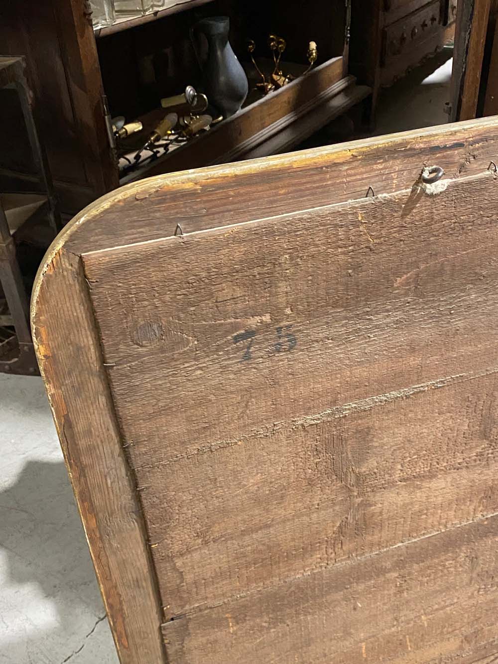 Patinated wooden mirror, 90x68 cm