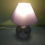 2 lampes à poser "Waths", pieds en verre, parme et citron