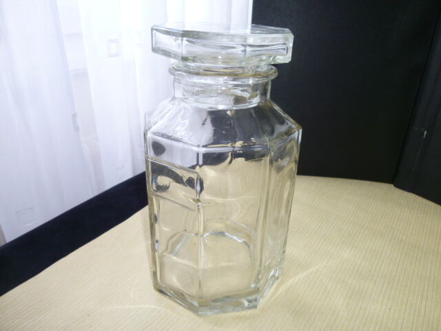 Old large bobon pot or glass pharmacy jar