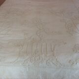 Dessus de lit ancien broderie anges