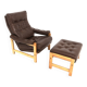 Fauteuil scandinave en cuir, Suède, 1970