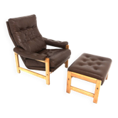 Fauteuil scandinave en cuir, Suède, 1970