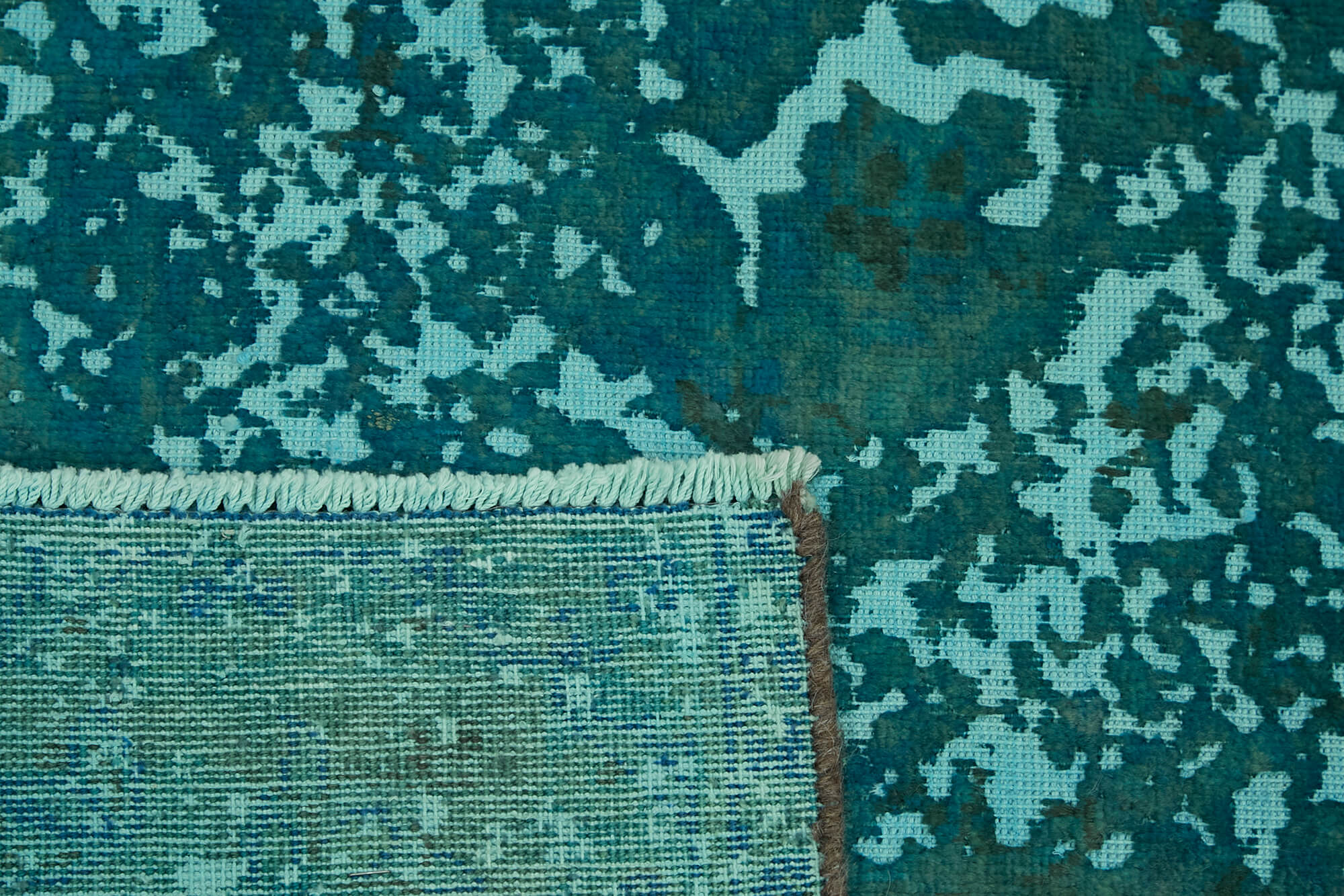 Handmade turkish unique 1980s turquoise wool carpet