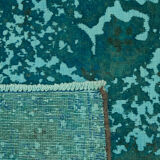 Handmade turkish unique 1980s turquoise wool carpet