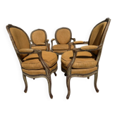 Lot de quatre fauteuils cabriolet fin 19e de style Louis XV