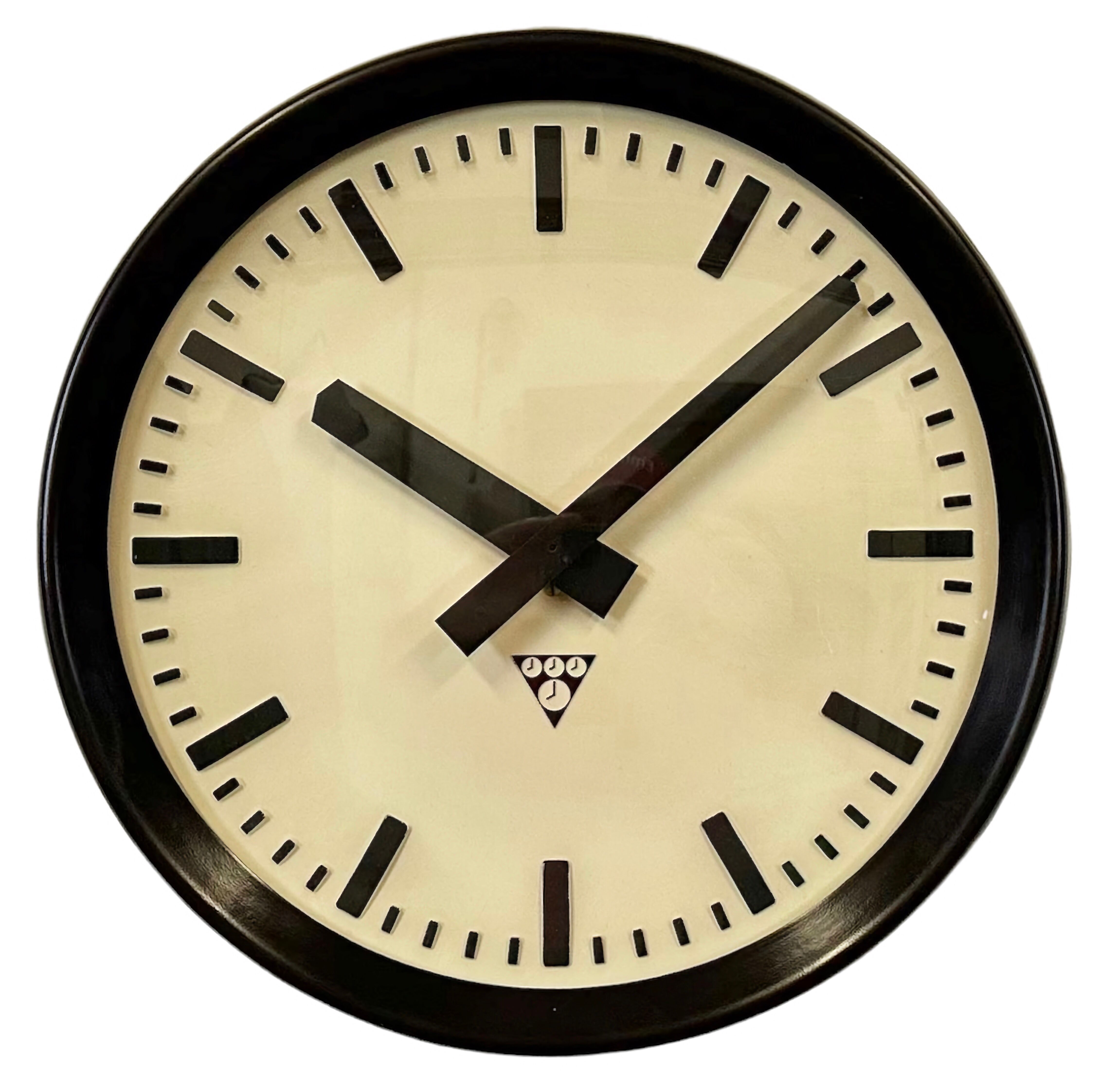 Industrial Bakelite Factory Wall Clock from Pragotron, 1960s