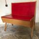 Bench bench-chest vintage 1960-1980's in blond beech and red skaï