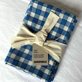 Serviette de table bistrot, carreaux bleus