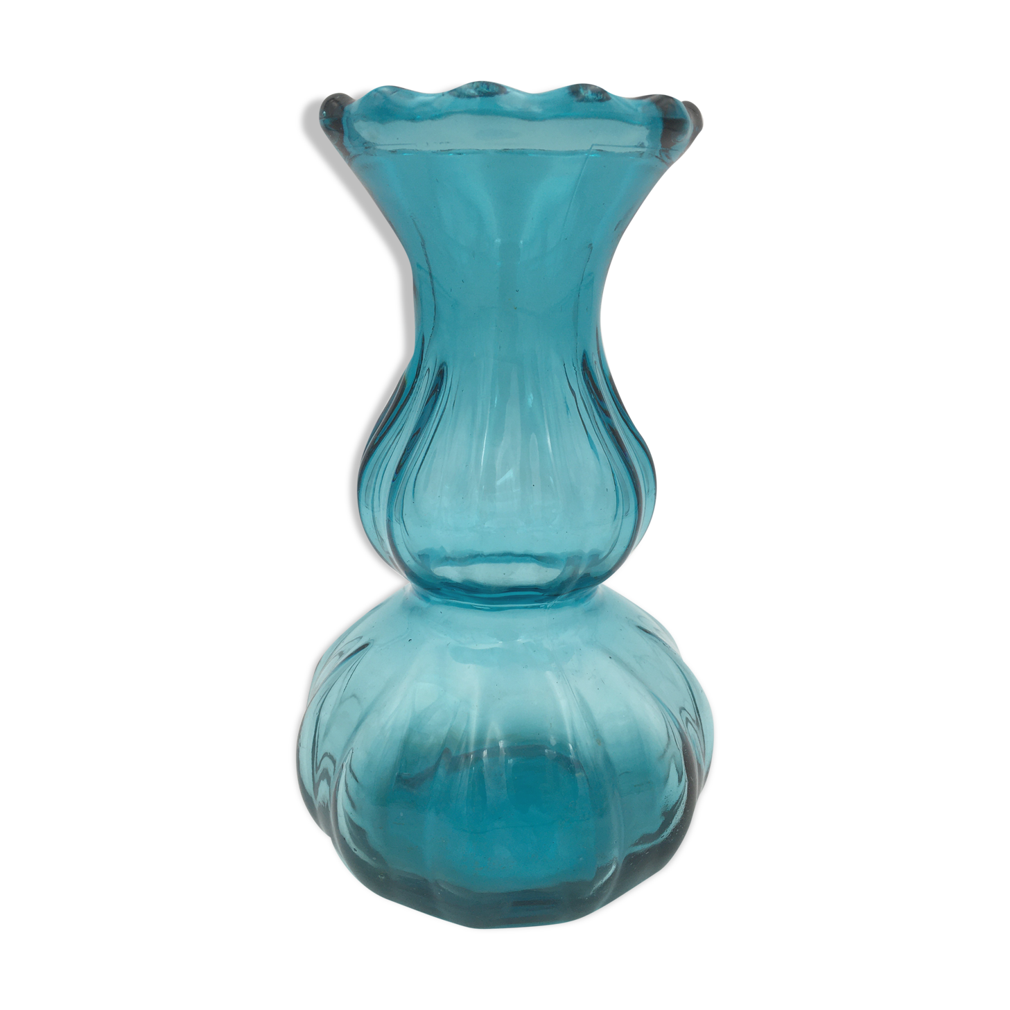 Vintage glass vase, blue