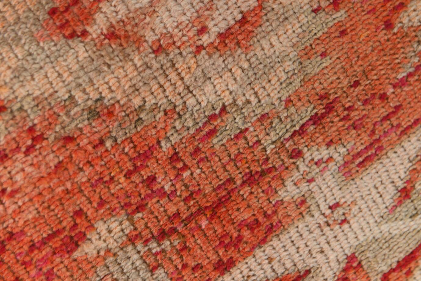 3x13 Faded Somon Distressed Hanmade Rug, Vintage Turkish Runner, 84x390Cm